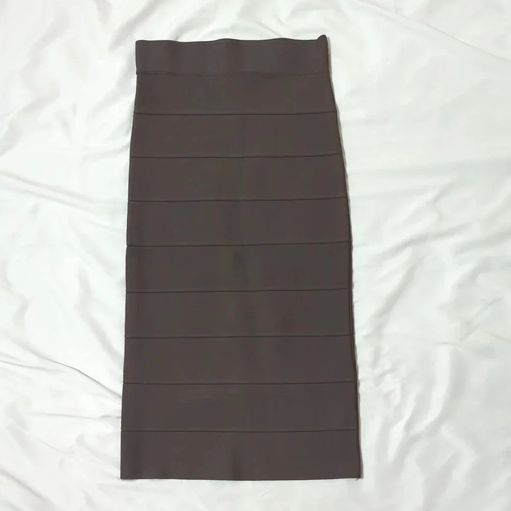 BCBGMAXAZRIA Leger Knit Bandage Pencil Skirt, Color Dark Fatigue Size XXS